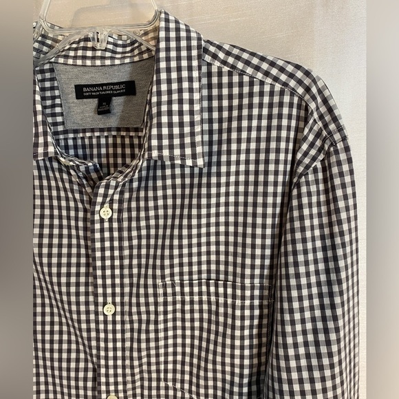 NWT Banana Republic Grey and Black  Plaid Long Sleeve Dress Shirt Mens XLg - Picture 8 of 15